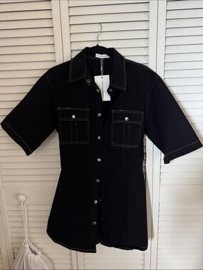 Bronze Snake Black Denim Mini Dress